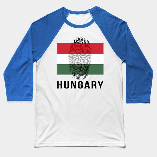 Hungary Flag DNA Baseball T-Shirt by Rocky Ro Designs